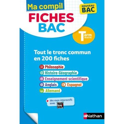 Toutes Les Matires Du Tronc Commun Terminale - Ma Compil Fiches Bac - Bac 2026 - Philosophie, Histoire-Gographie, Enseignement Scientifique, Anglais, Espagnol, Allemand Term - Epub  