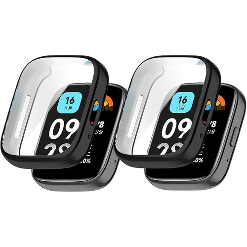 Tpu Coque [2 Pices] Compatible Avec Xiaomi Redmi Watch 3 Active, Protection D'cran Anti Rayure, Couverture Complte Doux De Case Pour Xiaomi Redmi Watch 3 Active - Noir + Noir
