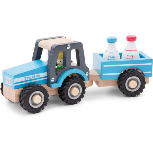 Tracteur avec Remorque Lait de Bidon Jouet en Bois pour Enfant[574]