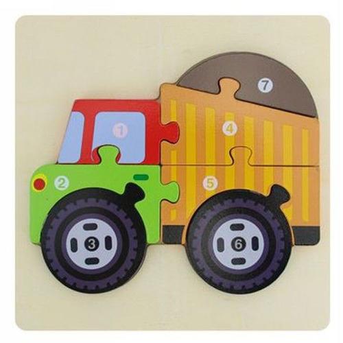 Trade Shop - 3d Jigsaw Puzzle Wooden Blocks Truck Shape Educational Colourful Game Children Animals