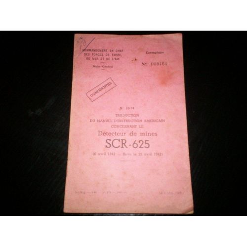 Traduction Du Manuel D'instruction Americain Concernant Le Detecteur De Mines Scr-625