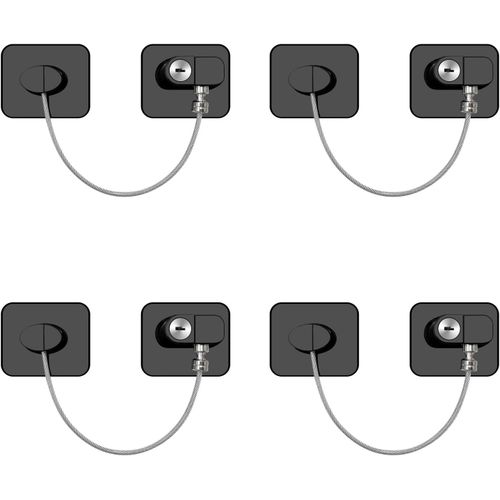 Trahoo-4 Pack Securite Fenetre Enfant Avec ClS, Verrous De SCurit Pour Fentres Pour Enfants, AdhSif Serrure Frigo Pour Bloque Porte Placard Armoire Tiroir Laveuse, Noir