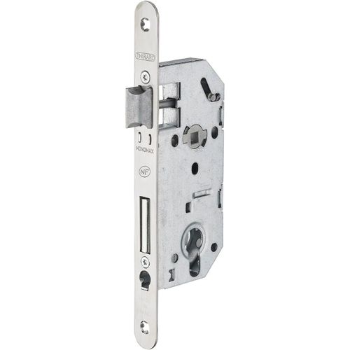 Trahoo-Botier De Serrure Monomax Nf Axe 40 Version Cylindre - Coffre Galvanis, Ttire Inox, Sans Gche - Modle Encastrable Pour Porte D'entre - Made In France - Finition Grise -