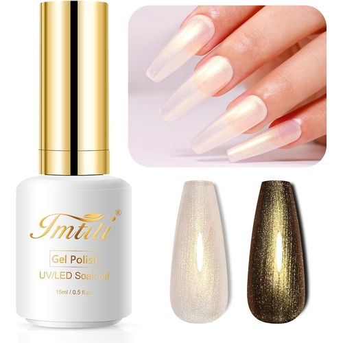 Trahoo-Pearl - Vernis  Ongles Uv - 15 Ml - Dor Transparent - Brillant - Mermaid - Nacre - Brillant Nacr - Pour Le Printemps Et L'T - SChage Sous Lampe Uv Led