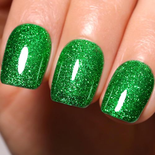 Trahoo-Vernis  Ongles Vert Paillet, 1 Pcs 16ml Vert Scintillant Vernis  Ongles Uv/Led Vert Nol Manucure Salon Diy  La Maison