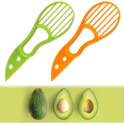 Trancheuse  avocat 3 en 1, coupe-avocat 3 en 1 avec lame  dnoyauter et trancheuse, pour peler et dnoyauter les fruits, vert, 2 pices