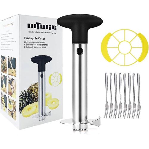 Trancheuse et carottier  lananas: [3 en 1] trancheuse  ananas en acier inoxydable compatible avec le carottage dananas, le pelage dananas et le tranchage dananas - avec 8 Fru