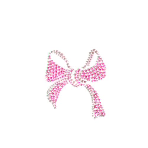 Transfert Thermocollant Clou Et Strass Noeud Rose 10 Cm