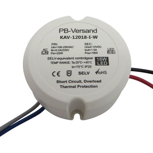 Transformateur LED rond 18 W 12 V CC - Ampoule circulaire