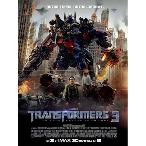 Transformers 3 (Transformers: Dark Of The Moon) - Vritable Affiche De Cinma Plie - Format 40x60 Cm - De Michael Bay Avec Shia Labeouf, Rosie Huntington-Whiteley, John Malkovich, Megan Fox - 2011