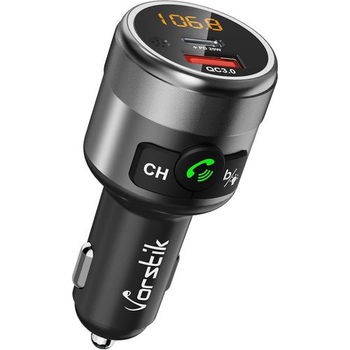 Transmetteur FM Bluetooth Adaptateur, C81 QC3.0 USB Chargeur de Voiture sans Fil Mains Libre Adaptateur Radio Double cl USB & Chargeur avec cran LED pour appareils iOS et Android