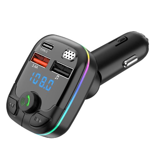 Transmetteur Fm De Voiture Bluetooth 5.0 Usb Type-C, Lecteur D'ambiance, Mp3, Chargeur De Voiture Type-C, Tlphone Lger Sans Fil, Mains Libres-As Show 1