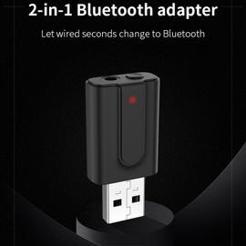 USB Bluetooth 5.0 Dongle Adaptateur 2 en 1 Musique Sans Fil Audio Récepteur Émetteur pour Voiture PC Ordinateur TV Haut-Parleur Casque