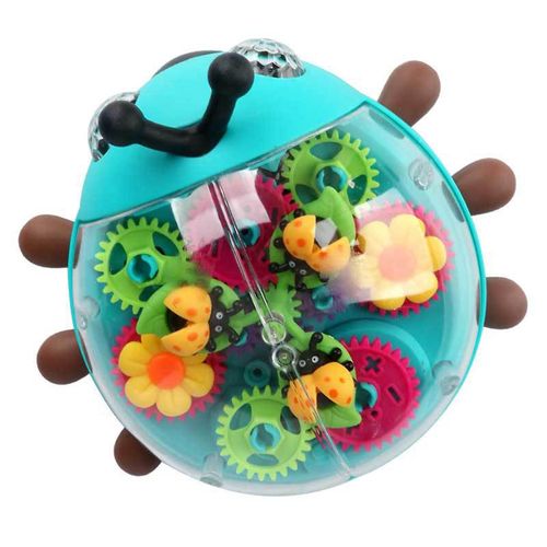 Transparent Electric Ladybug Gear Toy With Flashing Lights & Music Automatically Change Direction Car Toy Kids Multicolored Ladybug Vehicle Toy Boys G