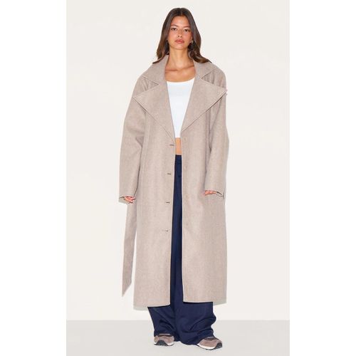 Trench Oversize En Effet Laine Taupe, Taupe