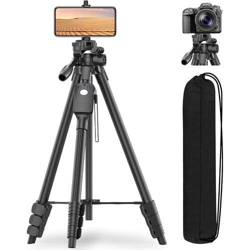 Trepied Appareil Photo pour Smartphone - 152CM Trepied Camra avec Plaque  Dgagement Rapide et Sac de Voyage Trepied Smartphone avec Tlcommande Tripod pour DSLR Camra/Projecteur/Webcam