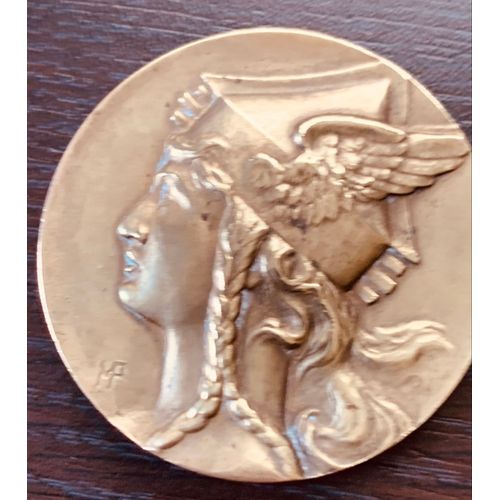 Trs Ancienne Mdaille Rcompense Bronze Signe Et Estampille 
