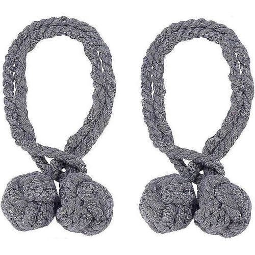 Tress  La Main Double Boule Coton Cordon Rideau Cravate Cravates (1 Paire, Gris)