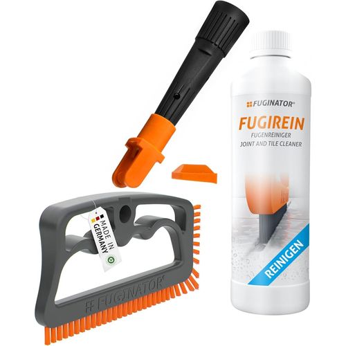 Trio Avec Brosse  Joints Gris/Orange, Adaptateur Ue Et Nettoyant Pour Joints 250 Ml  Nettoyage Des Joints Debout Pour Carrelage, Wc, Salle De Bain, Etc. Convient Pour Joints En Silicone