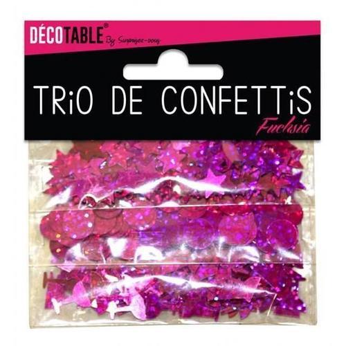 Trio De Confettis Couleur Fuchsia