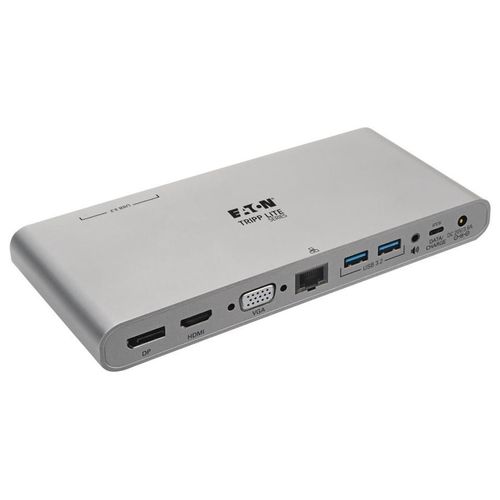 Eaton Tripp Lite Series USB-C Dock, Triple Display - 4K HDMI/DisplayPort, VGA, USB 3.2 Gen 1, USB-A/USB-C Hub, GbE, 100W PD Charging, International Power Cables