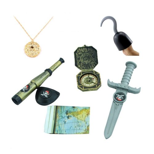Trixes Dguisement Accessoires Pour Enfant Du Parfait Petit Pirate Avec Un Crochet, Une Dague, Une Boussole, Une Carte Au Trsor, Un Cache Il, Une Longue Vue Et Un Mdaillon