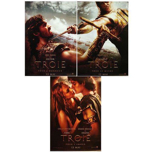 Troie (Troy) - Lot De 3 Kakemonos Plastifis Et Rouls - Format 66x97 Cm - De Wolfgang Petersen Avec Brad Pitt, Eric Bana, Orlando Bloom, Rose Byrne, Diane Kruger, Brian Cox, Sean Bean -2004