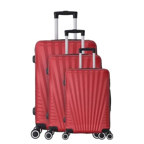 Trolley Adc - Set De 3 Valises 55cm-65cm-75cm - Abs - 4 Roulettes Doubles - Cadenas Intgr - Elegance (Bordeaux)