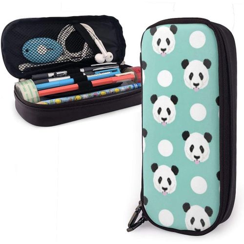 Trousse  Crayons  Motif De Pois De Panda, Grande Capacit, Pochette  Crayons, Organisateur De Papeterie Avec Fermeture clair Pour L'cole Et Le Bureau, Trousse De Maquillage Multifonction