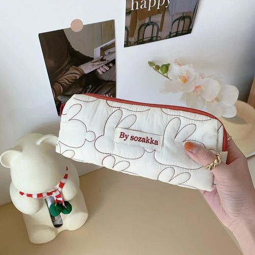 Trousse  Crayons De Style Lapin Mignon,Sac De Rangement Portable,Haute Capacit,Fournitures Scolaires,Mode,Simplicit,Ins - Type S White