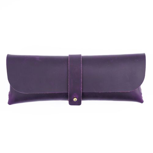 Trousse  Crayons En Cuir Pour Hommes,Trousse  Crayons Rtro Pour tudiants,Sac De Rangement De Papeterie  Grande Capacit,Bote De Lunettes En Cuir De Vache - Type Purple