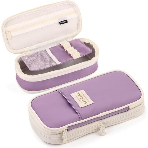 Trousse  Crayons Extensible Avec Compartiments, Grande Capacit, Trousse  Crayons Pour Enfants Et Adultes, Trousse  Crayons Portable, Violet, Compact