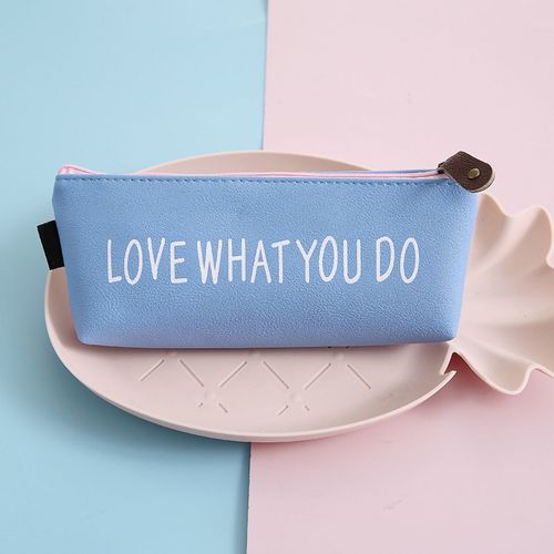 Trousse A Crayons Grande Capacite, Doublure Douce, Texture Simple, Etanche, Multifonctionnelle, Pour Etudiants, Ecole, 4 Bleus