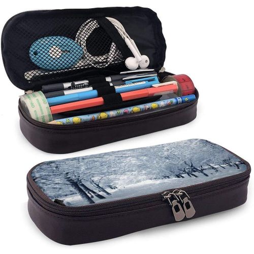 Trousse De Maquillage En Cuir Durable Avec Fermeture clair Pour L'cole Et Le Bureau Motif Cheval Qui Coule