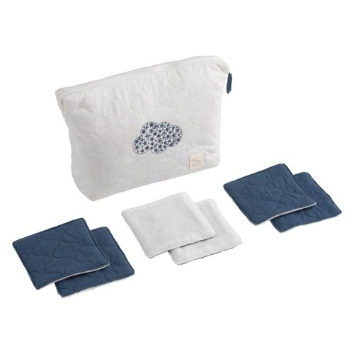 Trousse De Toilette En Coton Matelass Et 6 Carrs ponge