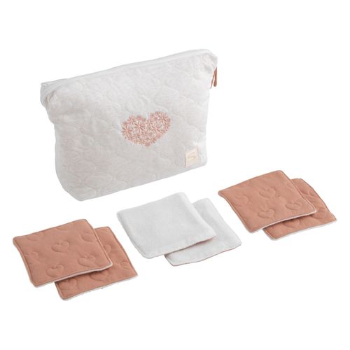 Trousse De Toilette En Coton Matelass Et 6 Carrs ponge