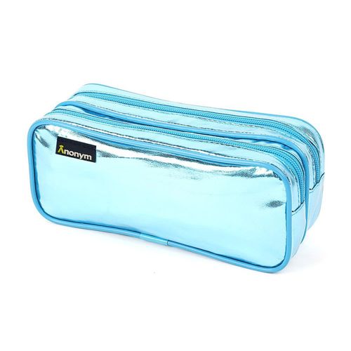 Trousse Rectangulaire Anonym 2 Compartiments Bleue Mtallique