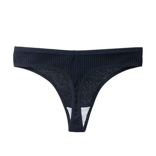 Trowbridge-Culotte Sexy En Coton Pour Femme,Sous-Vtements Fminins,Lingerie Raye,G-String,Simple,Confortable,Caleon De Dehors,Vente - Type Black-L