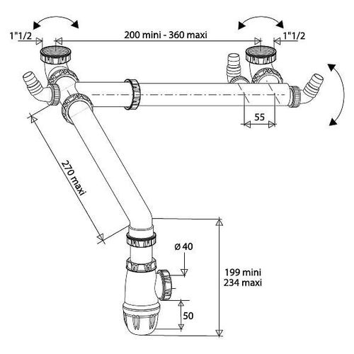 Tube De Raccordement Pour vier 2 Bacs Dcals 40x49 Noyon & Thiebault