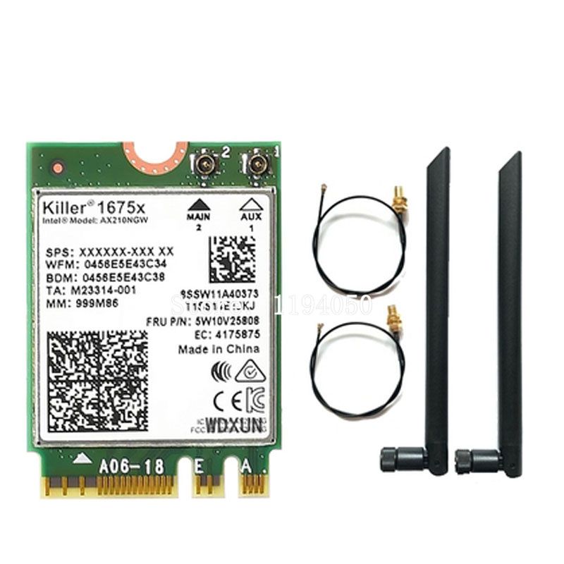 Tueur 1675x - Carte Rseau Double Bande 1675x Ac, Wi-fi 6e, 2.4gbps, Sans Fil, Ax210, Wi-fi, Ax210ngw, 802.11ax, Bluetooth 5.2, Pour Ordinateur Portable Windows 10