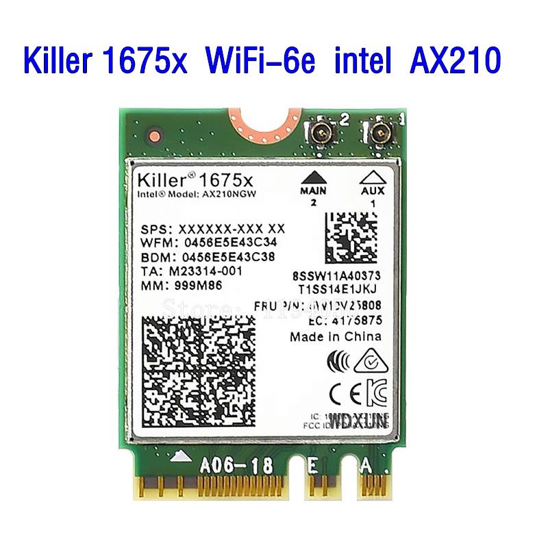 Tueur 1675x - Carte Rseau Double Bande 1675x Ac, Wi-fi 6e, 2.4gbps, Sans Fil, Ax210, Wi-fi, Ax210ngw, 802.11ax, Bluetooth 5.2, Pour Ordinateur Portable Windows 10