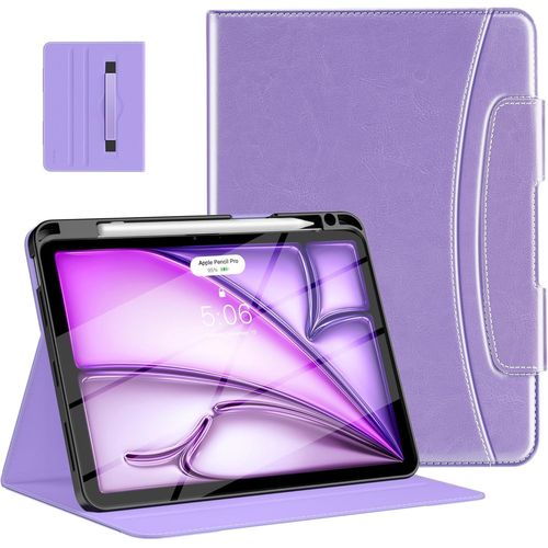 Tui Pour Ipad Air 11 Pouces M2 2024/Ipad Air 5Me/4Me GNRation 2022/2020 & Ipad Pro 11 Pouces 2022/2021 Avec Porte-Crayon, Violet Clair