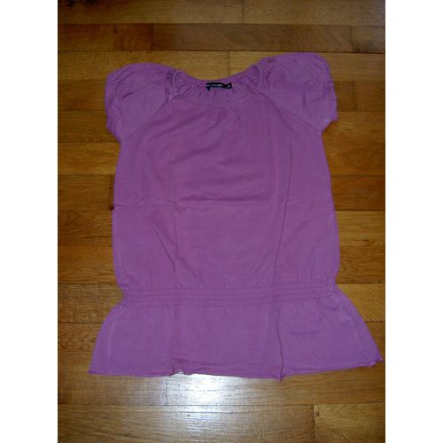 Tunique Style T-Shirt Resserre  La Taille Par lastique Manches Courtes Col Trs Lgrement En V Mauve Unie Tout Compte Fait Taille 12 Ans