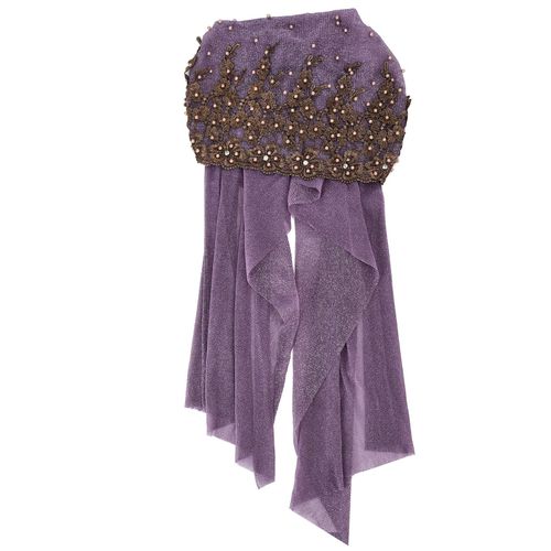 Turban Tendance Unique Pour Femme, Echarpe Longue Et Retractable, Style Retro, Avec Perles, Style Musulman, Violet
