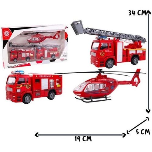 Mgm Bte/Helico+2 Vehicules Pompier Metal Apd 3 Ans -
