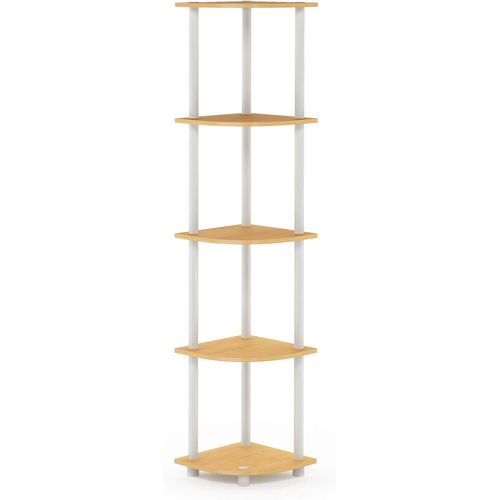Turn-N-Tube 5-Tier Corner Display Shelf,Beech And White