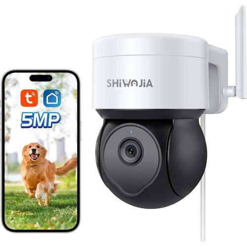 Tuya Camera Surveillance Wifi Exterieure, Smart Life 5mp Camera Exterieur, Detecteur De Mouvement, 355 90Vision Nocturne, Audio Bidirectionnel tanche Ip65