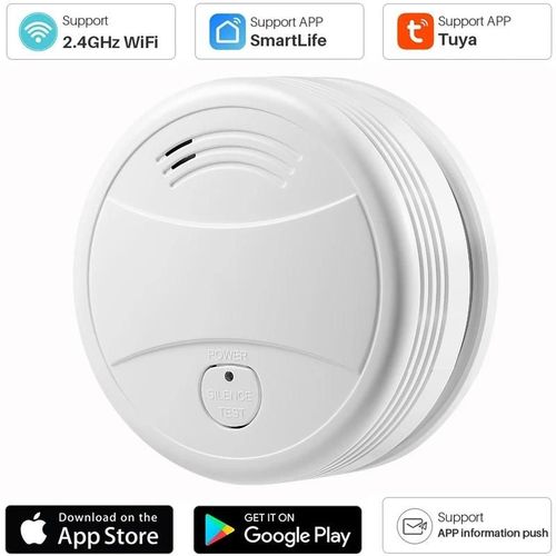 Tuya  Dtecteur De Fume Wifi Intelligent, Capteur 80db, Alarme Incendie, Protection Incendie, Alarme De Scurit Domestique, Application Smart Life-1pcs Wifi Fume