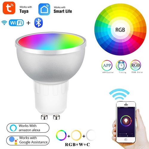 Tuya Smart Lampe Wifi Ampoule 5w Changeant La Couleur Rvb Led Ampoule Bluetooth Gu10 Ac85-265v Application Tlcommande Compatible Alexa Google Home