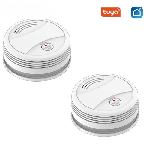 Tuya Wifi Dtecteur De Fume D'incendie Systme D'alarme De Scurit Pour Jardin Maison De Fume Bureau  Domicile Smartlife App Contrle Alarme Incendie-2 Pcs